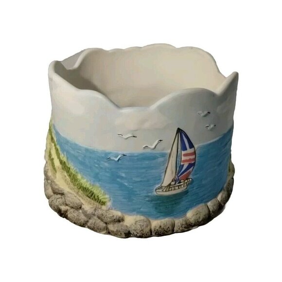 Donna Elias Great‎ American Lighthouses Collector Series Beachy Abstract Ceramic - Picture 1 of 6